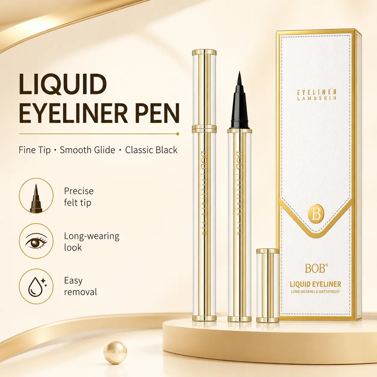 Waterproof Eyeliner Pencil – Smudge-Proof Long-Lasting Smooth Thick Tip for Defined Eye Looks, All-Day Wear & Simple Beginner Use - Women’s Daily Eye Makeup Tool, Cosmetics & Professional Beauty Tools,Pen marker natural Longwear Eyeliner Lipliner