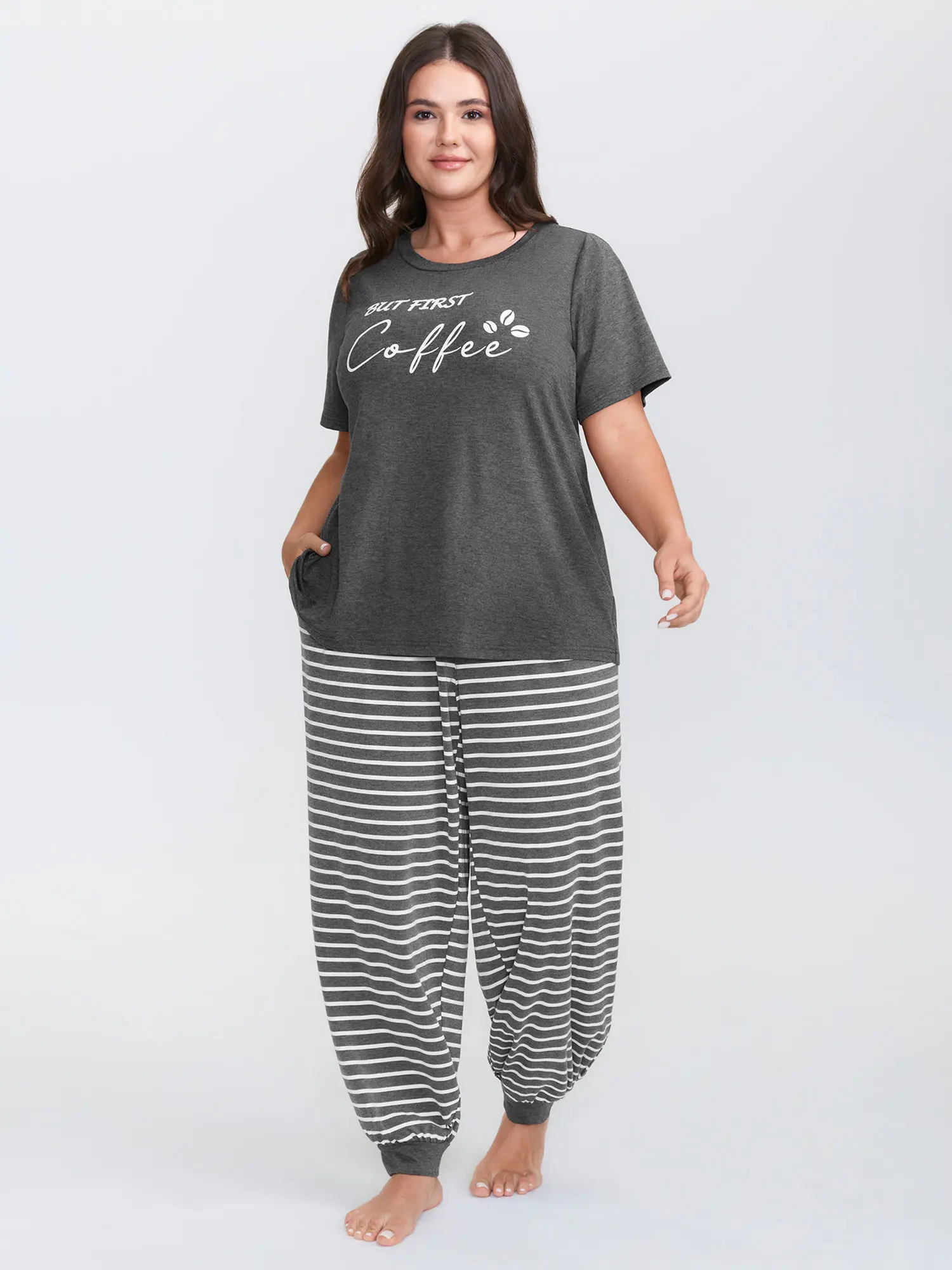 BLOOMCHIC Women's Supersoft Striped Spandex 2-Piece Pajama Set - Short-Sleeve Top,Fitted Bottoms with Pocket,Premium Fabric ,Summerfinds