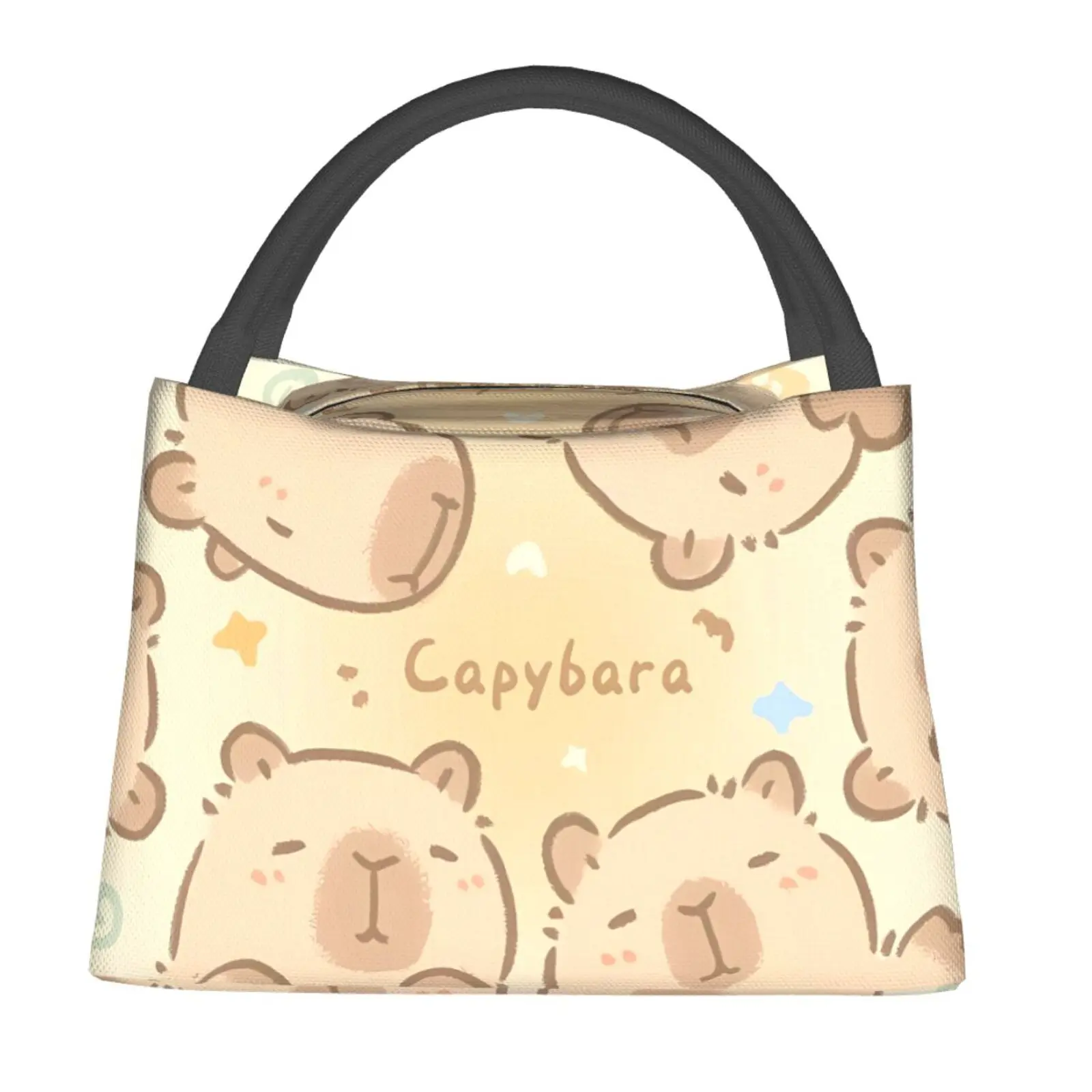 Insulated Lunch Bag for Men - Polyester, Leakproof, Ultra Light, 11 Inches Length, Zip Closure, Reusable Handheld, Cute Capybara Pattern, Safe Durable, Portable Stylish, Ideal for Outdoor Camping Daily Commuting
