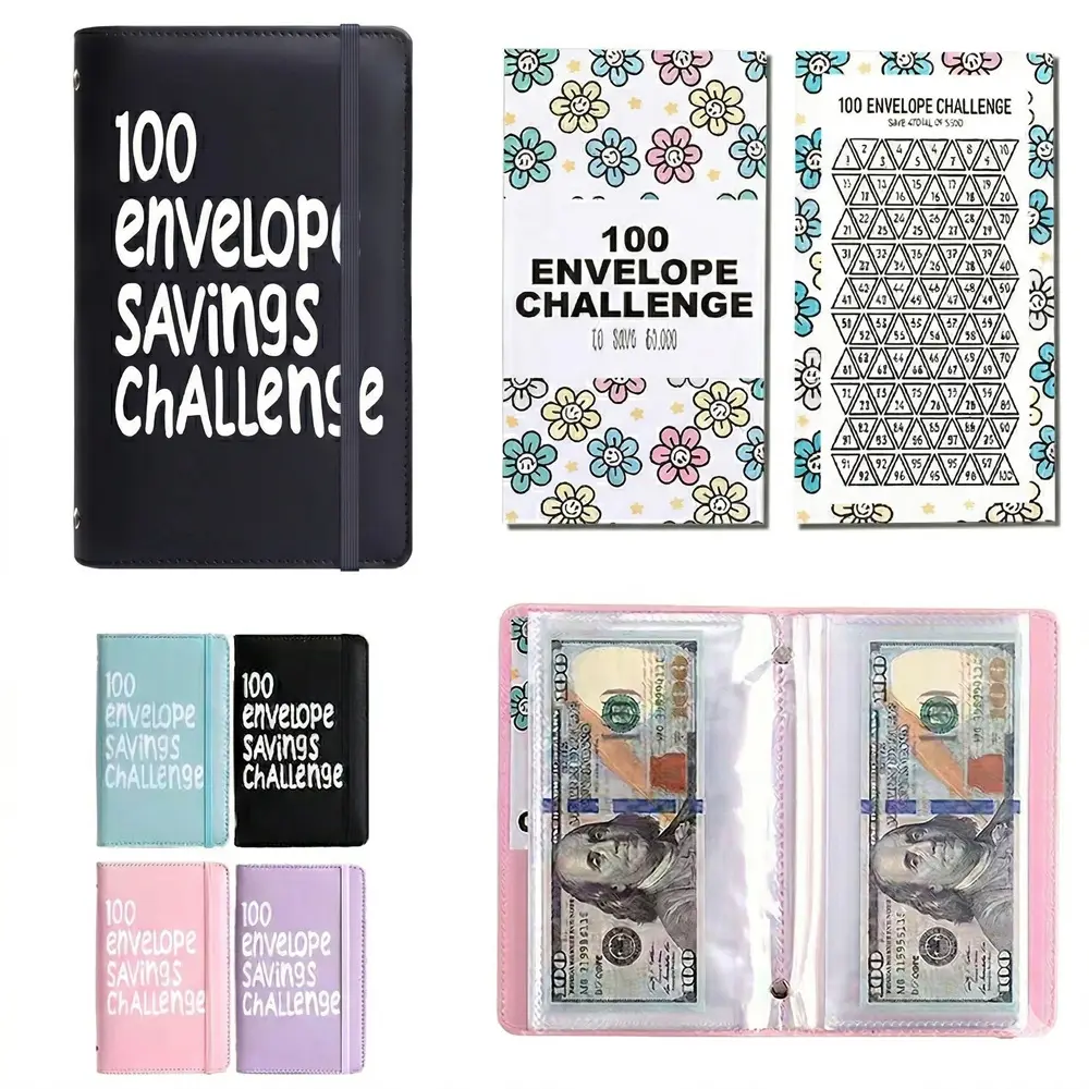 100 Days Money Saving Challenge Book Budget Binder With Cash Envelopes Financial Planner Wallet Organizer For $5050 Savings Habit