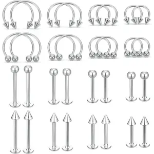 32 count 16G Lip Rings for Women,  Snakebites , Snakebite   for Men and Women (6mm/8mm/10mm/12mm)
