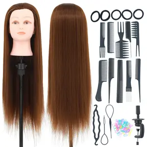 Mannequin Head with Straight, 24-26 Inch Doll Head for Cosmetology & Hairdresser Training, #6 Light, Single Pack