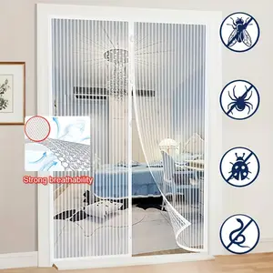 Magnetic Door Curtain, Decorative Breathable Magnetic Mesh Curtain, Easy Installation Polyester Bug Screen, Suitable for Wooden Frame Doors
