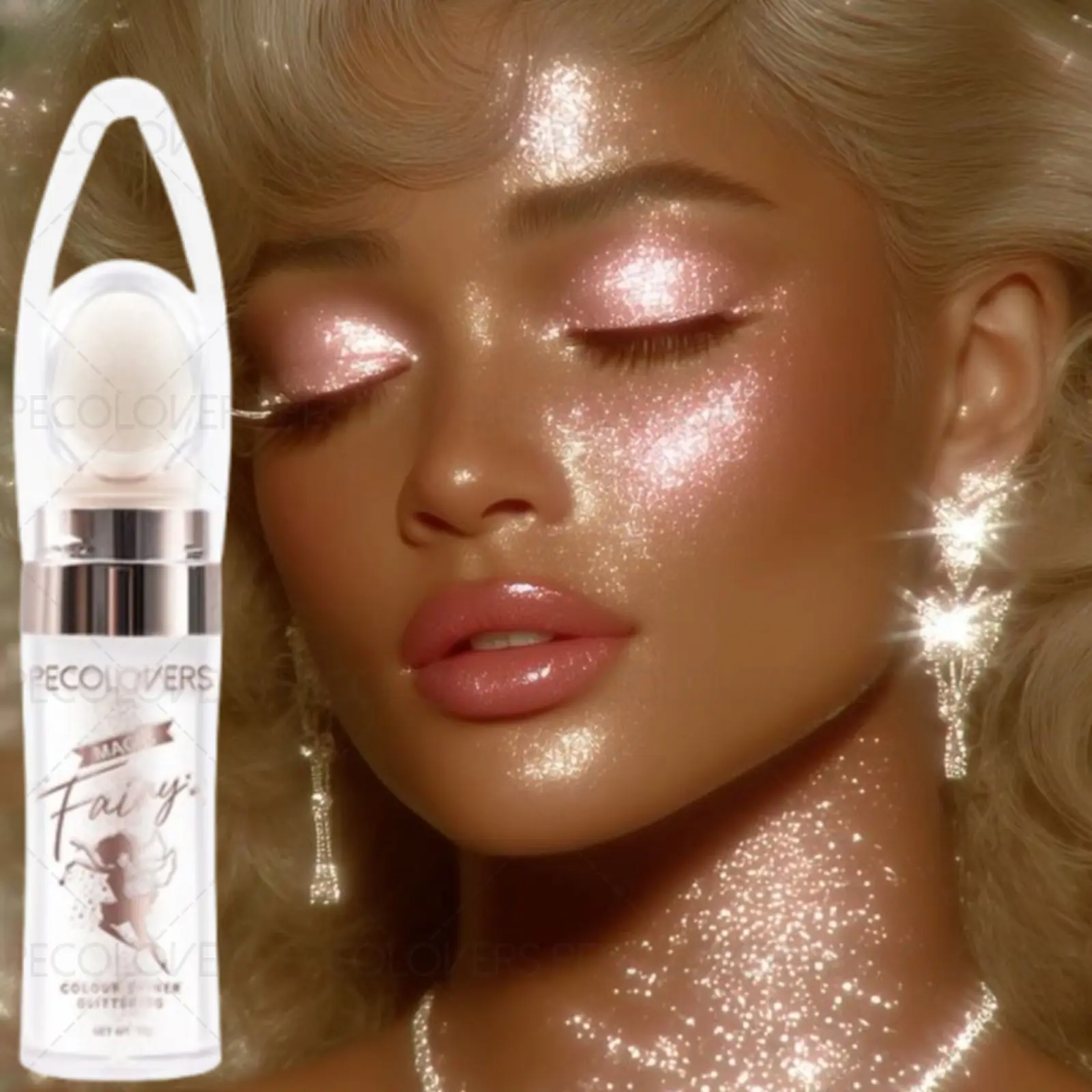 1PC High-gloss Glitter Fluorescent Powder, Pearlescent Polarized Light, Brightening Body, Hair, Face, Buildable, Long-lasting, Can Be Used At Christmas Music Festival Parties, Glitter Highlighter, Glowy Highlighter