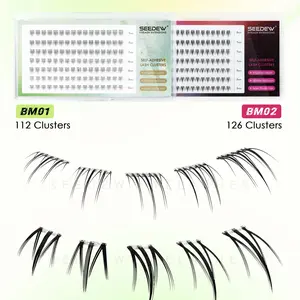 Seedew Self-Adhesive Lower Lash Clusters 5mm 6mm 7mm 8mm Bottom Eyelashes 112-126 Clusters J Curl Natural Party Style No Glue Needed DIY Lashes Clusters