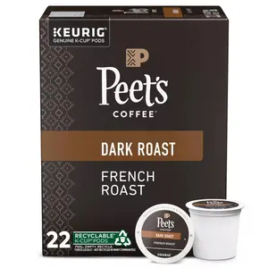 Peet's Coffee French Roast Dark Roast Coffee K-Cup Pods Keurig Capsules