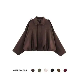 Women’s textured bomber jacket, fashionable female aviator jacket, casual and stylish winter clothing gift GARMENTARY