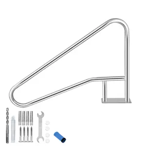 GARVEE Pool Handrail Set: 55" & 39" Stainless Steel Rails with 375LBS Capacity, Featuring Nylon Blue Grip Cover for Inground Pools and Water Parks, Quick Mount Accessories for Easy Installation.