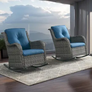 2-Piece Outdoor Furniture Set Patio Wicker Rocking Chairs with Olefin Cushions, NTC Series