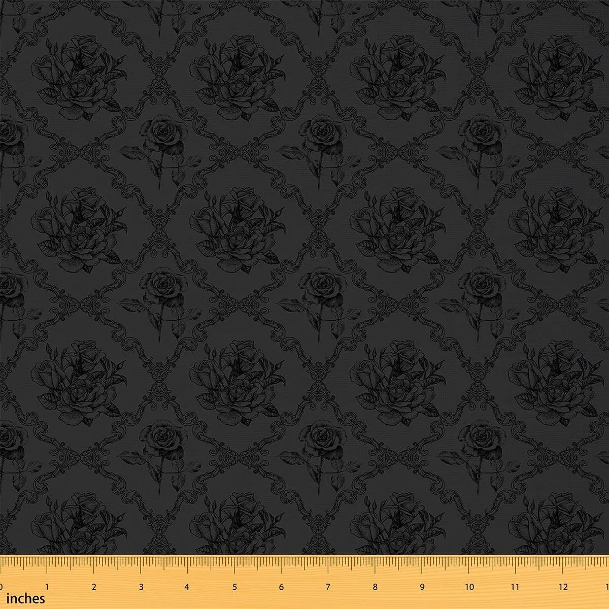 Feelyou Gothic Jacquard Polyester Woven Fabric - 3-yd Continuous Cut, Tight-Woven Luxury Rose Printed Damask, Waterproof, Easy Cleaning, Fade-Resistant Vintage Textile for Home Decoration & Outdoor Upholstery