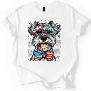 Schnauzer Patriotic Dog, USA, America, Pet Lover, 4th of July, Soft Style T-Shirt, Soft Style Tee, Women's Graphic Tshirt
