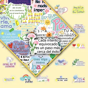 50 Pcs Spanish Motivation Stickers, Inspirational Quote Decals with Creative Typography, Positive Energy DIY Decor, Fresh Aesthetic Design for Journal & Wall Art, DIY Decorative Stickers