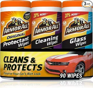 Armor All Protectant, Glass and Cleaning Wipes - Pack of 3 - 30 Count for Effective Cleaning of Car Interiors & Exteriors