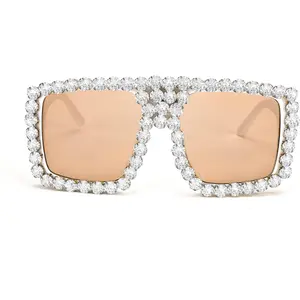 EyeconicFinds Square Diamond Sunglasses for Women Retro Fashion Shiny Rhinestone Sun Glasses B2916