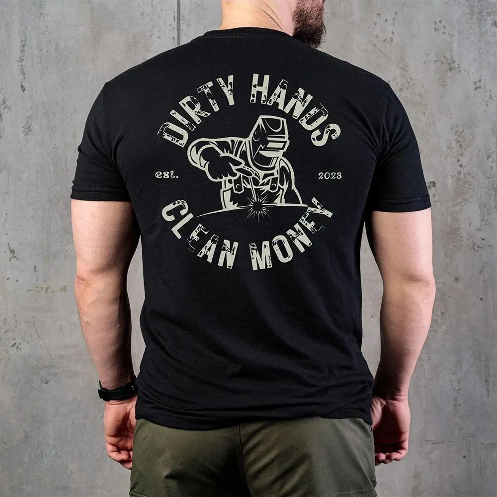 180g[100%cotton]Dirty Hands Clean Money Welder T-Shirt  ,Hoodie, Crewneck  Sweatshirt For Him Welder Shirt Welding Fabrication Industrial Blue Collar Shirt Hard Work Tee Shirt Gift Idea
