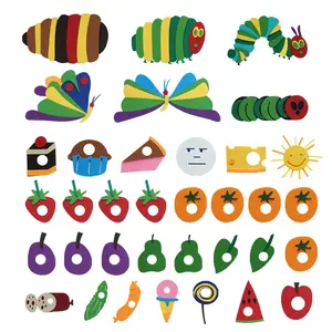 35 piece caterpillar felt pattern set, Montessori lifecycle toys, science classroom supplies, classroom performance toys, children's games, Art, double-layer design interactive gameplay, can be used with felt drawing boards or picture books