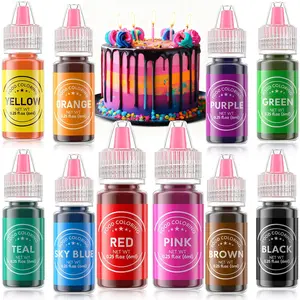 Liquid Food Coloring  10×0.25 Fl oz Set Food Grade Baking Supplies for Cake Cookies Cream Bake Icing Fondant Easter Egg Halloween Christmas Dessert DIY