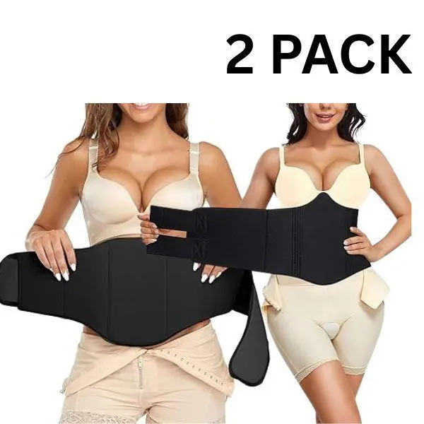 Women's 2-Pack 360° Lipo Foam Ab Board Compression Shapewear - Adjustable, Breathable, Snug-Fit Overall Belly & Waist Recovery Support for Customized Daily Wear, Black, Tummy Control