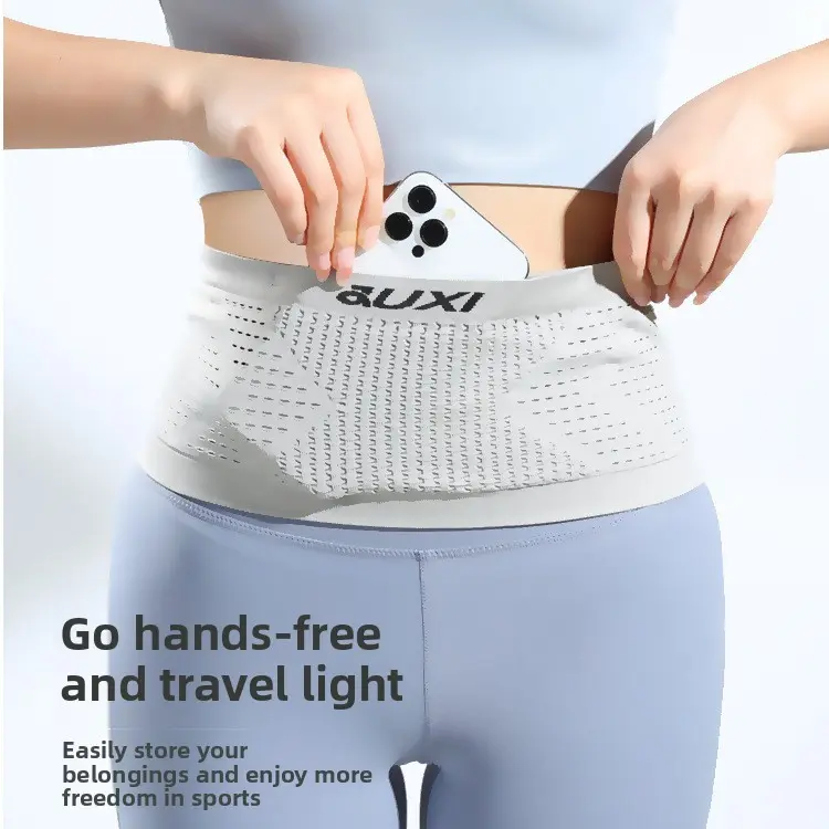 Running fanny pack, multi-functional close-fitting outdoor invisible mobile phone bag, men's and women's knitted waterproof sports fanny pack