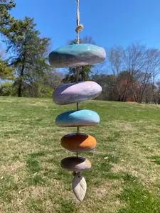 Ceramic Colorful Wind Chimes 13 Inch Rock Tiered Bell Wind Chime for Garden Patio Sunroom Front Porch Backyard Decor