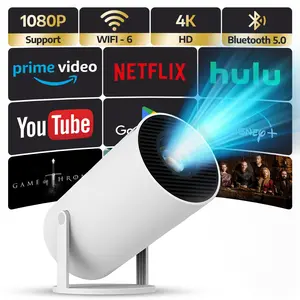 SSC Projector with WiFi 6 & Bluetooth Screen Mirroring Movie TV Home Android 180° Rotatable HDMI Portable Multifunctional Projector for Home Cinema Outdoor 1080P Support 4K HD Wireless Audio Digital Mount