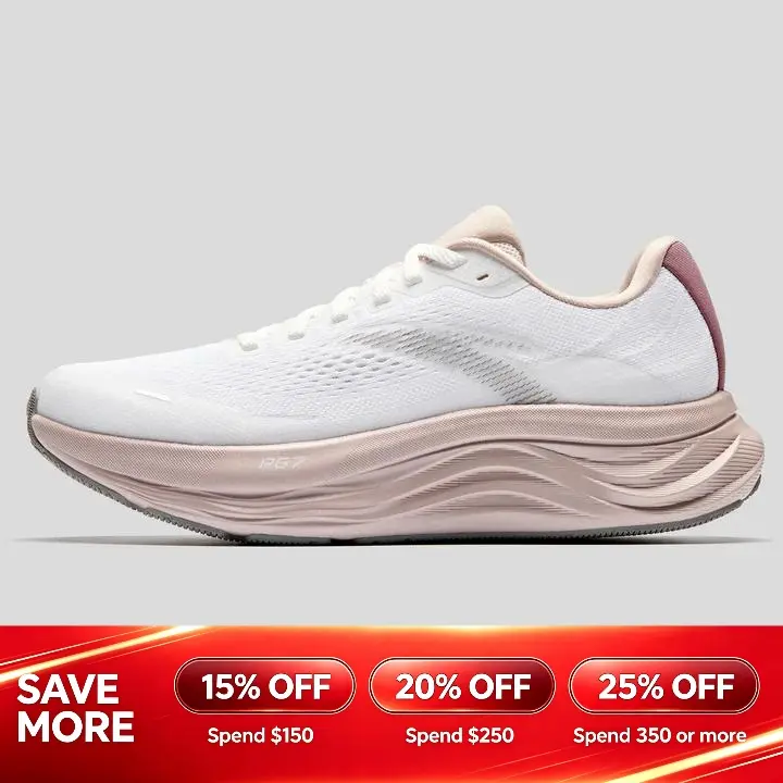 [Back to School] ANTA WOMEN PG7 Running Shoes Widefoot Cushining Outdoor Walking Running Shoes Pink Black Sporty Running Shoes Sporty Running Shoes BTS