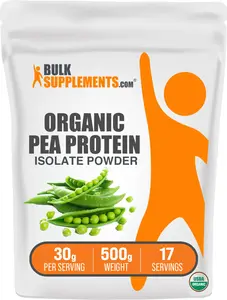 BulkSupplements Organic Pea Protein Isolate Powder -  Edible - Amino Acids - Vegan Protein Powder - 500g - 30g per Serving