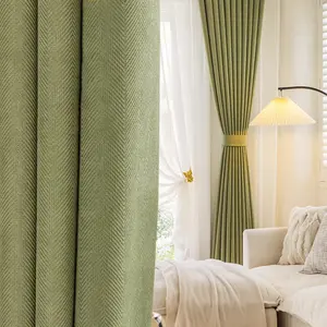 1pc Vintage Olive Velvet Curtains, New Thick Light Blocking Window Curtain Drapes for Living Room Bedroom Dining Room, Korean Style Luxury Home Decor