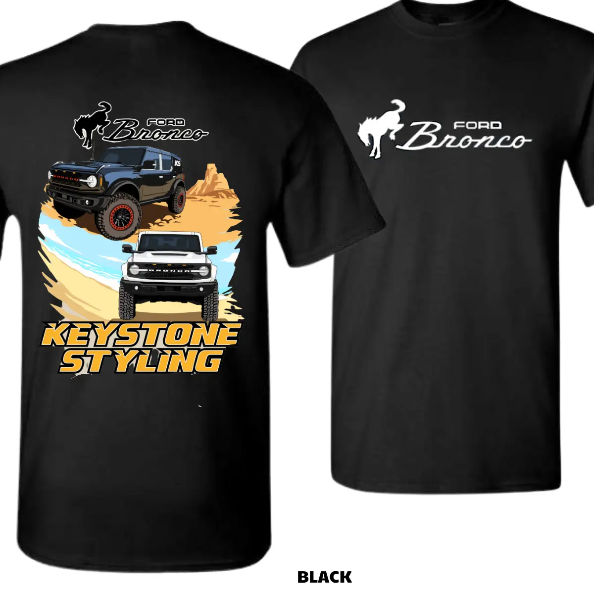 Ford Bronco Off-Road Adventure Tee – 4x4 Keystone Styling Graphic Shirt, Casual Crew Neck, 100% Cotton, Multi-Function, Machine Washable - Menswear