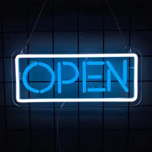 Open Neon Sign for Business, Light Up Open Sign for Cafe Shop Bar Restaurant Retail Store Storefront Wall Table Decor, USB Powered Decorative Light