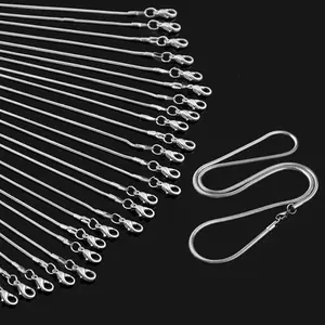 Set of 24 Silver-Plated Snake Chain Necklace 16-inch,1.2mm Silver Plated,Faux Silver Snake Bone,Great for Birthday Gifts,Party,Wedding
