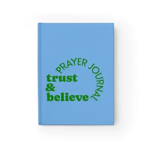 Personalized Message Notebooks - Light Blue Lined Prayer Journal, Trust & Believe Theme, Scan QR Code for Daily Bible Verse