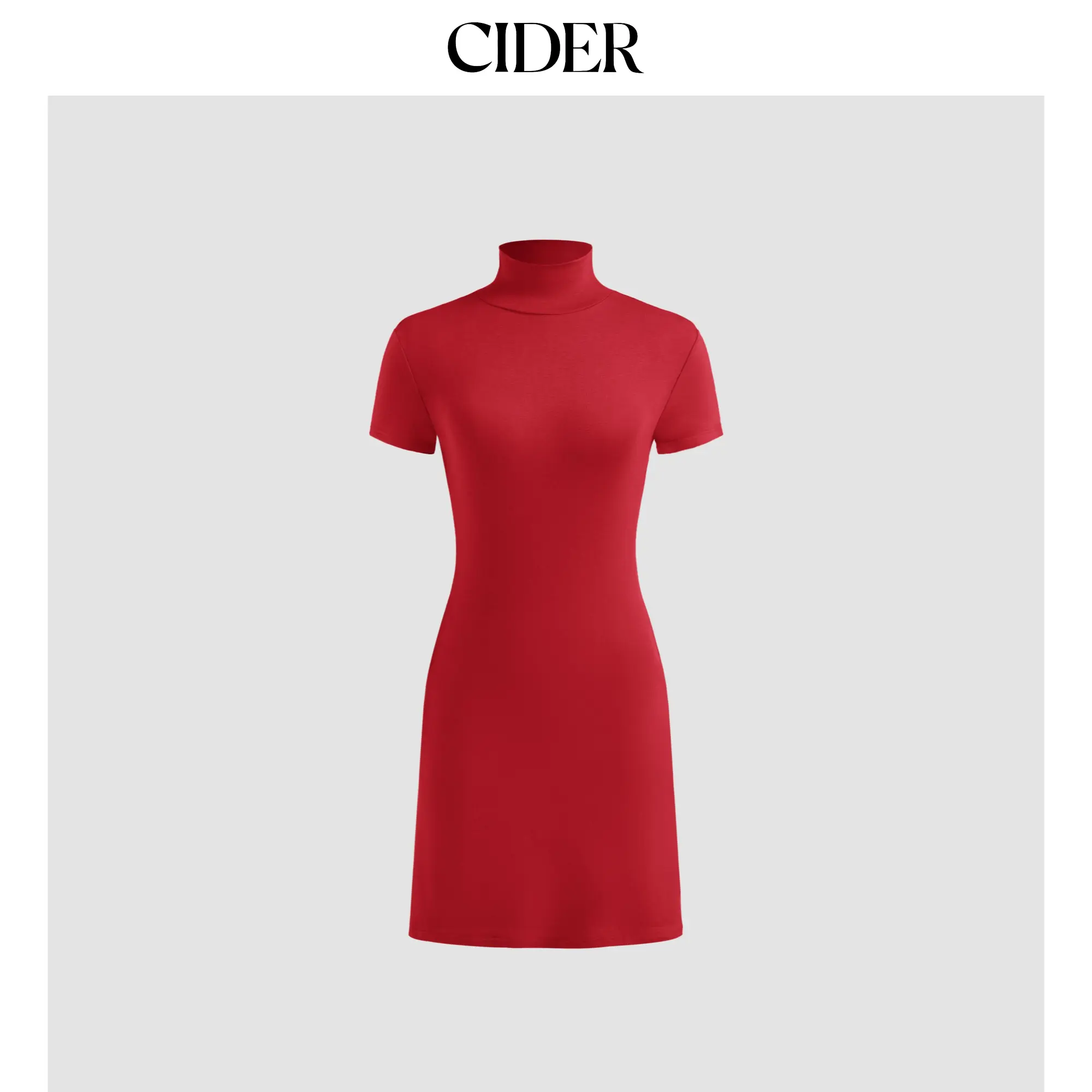 Cider Women's Sexy Elegant Turtleneck Knit Solid Mini Dress - 3 Colors, Size 0-26, Casual Wear, Short Length, Rayon, Lady, Basic, Going Out, Elastane, Ready To Wear, Rayon Knit, High Neck, Rayon Blend