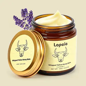 Lopeie Whipped Grass-Fed Beef Tallow Honey Balm - 4 Oz,Moisturizing Cream for Soft, Smooth Skin - Handmade All-Natural Moisturizer - Lavender
