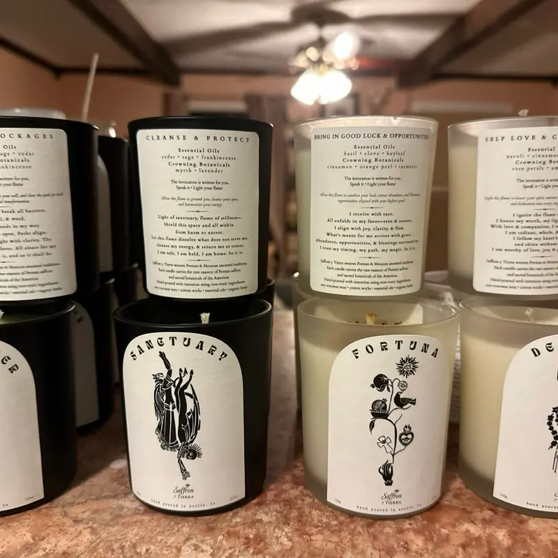 Sanctuary Candle- Saffron y Tierra Blend for Cleansing & Protecting Energetic Space- Ideal for Home, Office, and Gifts.