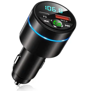 FM Transmitter for Car with Bluetooth 5.3, [All-Metal] 30W PD & 18W QC3.0 Fast Charging Car Adapter, Wireless FM Radio Car Kit, Noise-Cancelling Hands