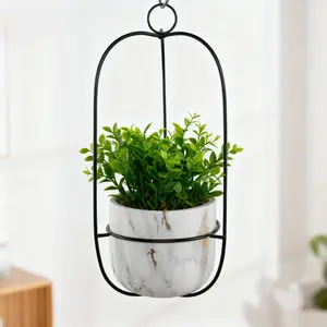 3.9'' Ceramic Hanging Pot Hand-crafted Artisan Plant Planter Marble Finish Indoor Floating Oasis