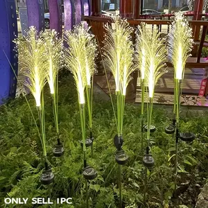 Solar Powered Reeds Garden Light, Fiber Optic Reed Lamp, Ip54 Solar Outdoor Decor, Christmas Halloween Pathway Lawn Decoration, Solar Garden Lights, Outside Lights, Yard Lighting
