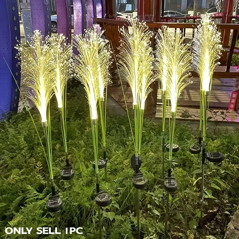 Solar Powered Reeds Garden Light, Solar Illuminated Fiber Optic Reed Lamp, Ip54 Solar Outdoor Decor, Christmas Halloween Pathway Lawn Decoration, Solar Garden Lights, Outside Lights, Yard Lighting