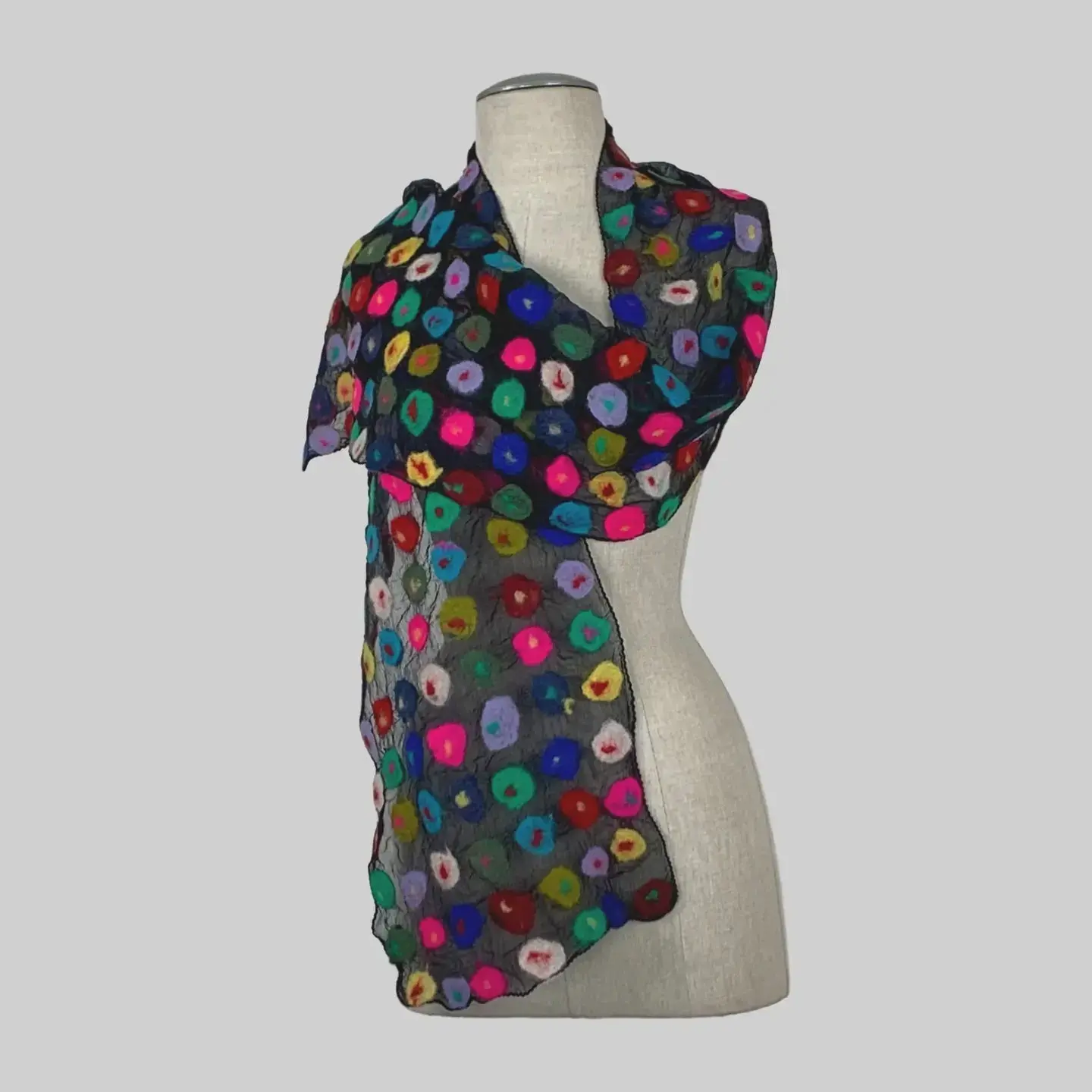 Multi Spotted Polka Dot Merino Wool Felt Scarf