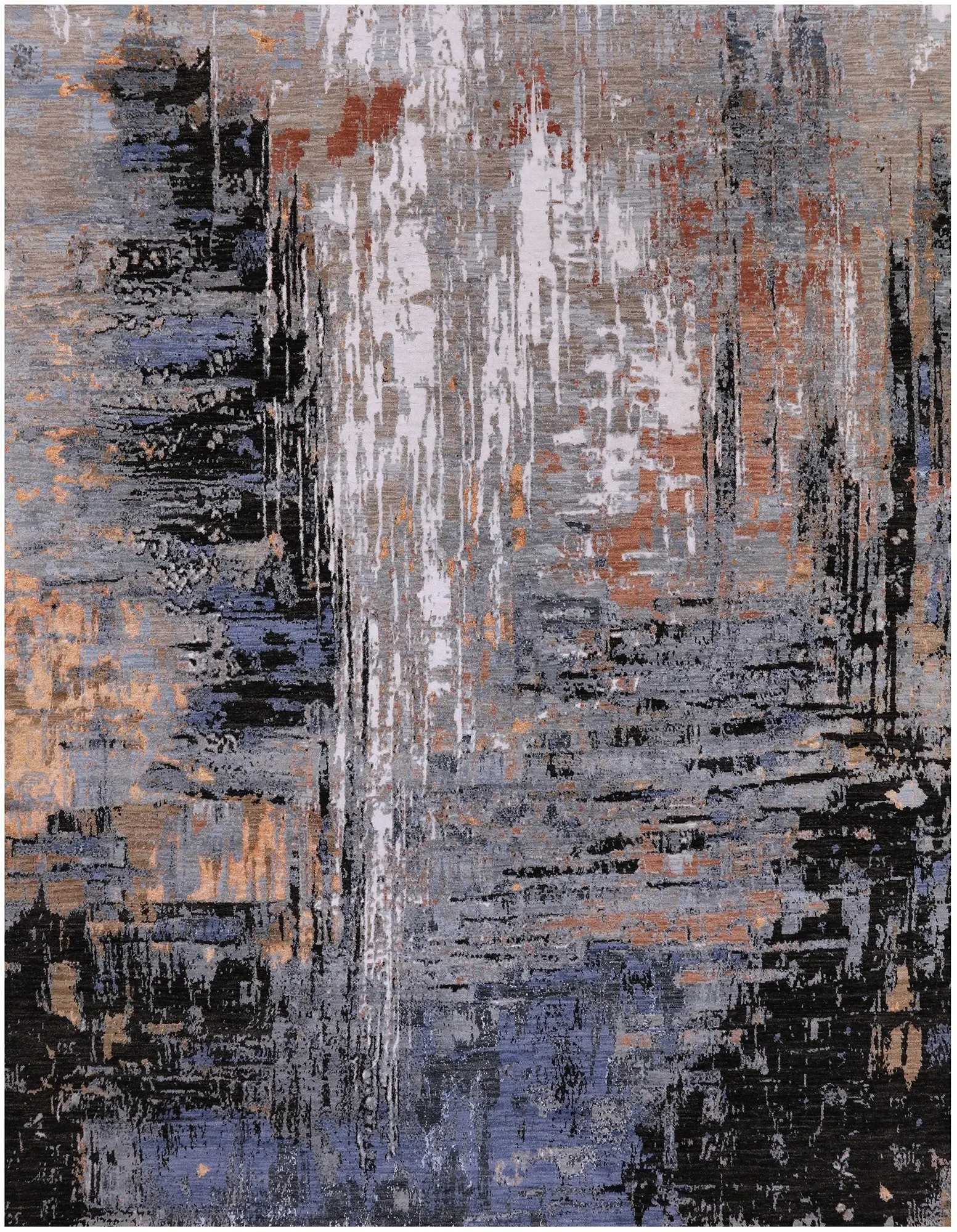 SUPER SALE Abstract Modern Handmade Wool & Silk Rug - 7' 11" X 10' 2"