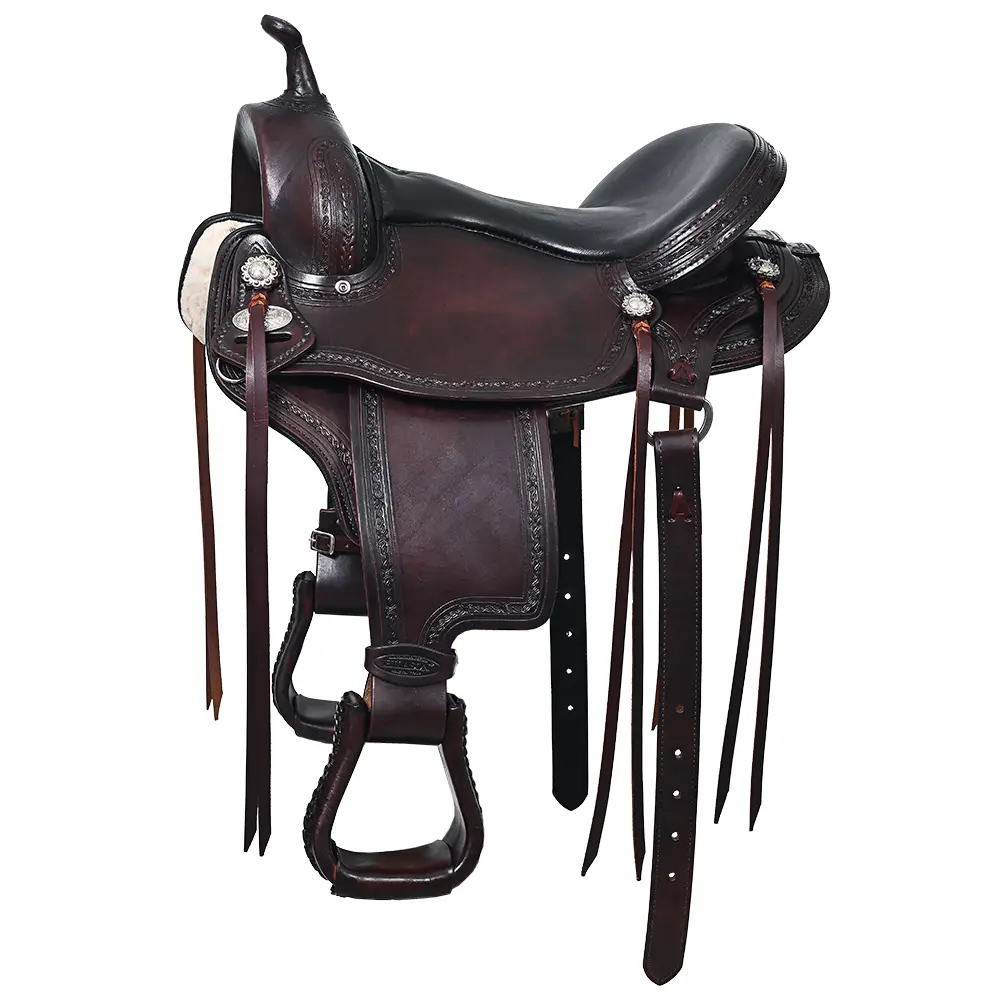 HILASON Western Horse Gaited Flex Trail American Leather Saddle | Treeless for Horses