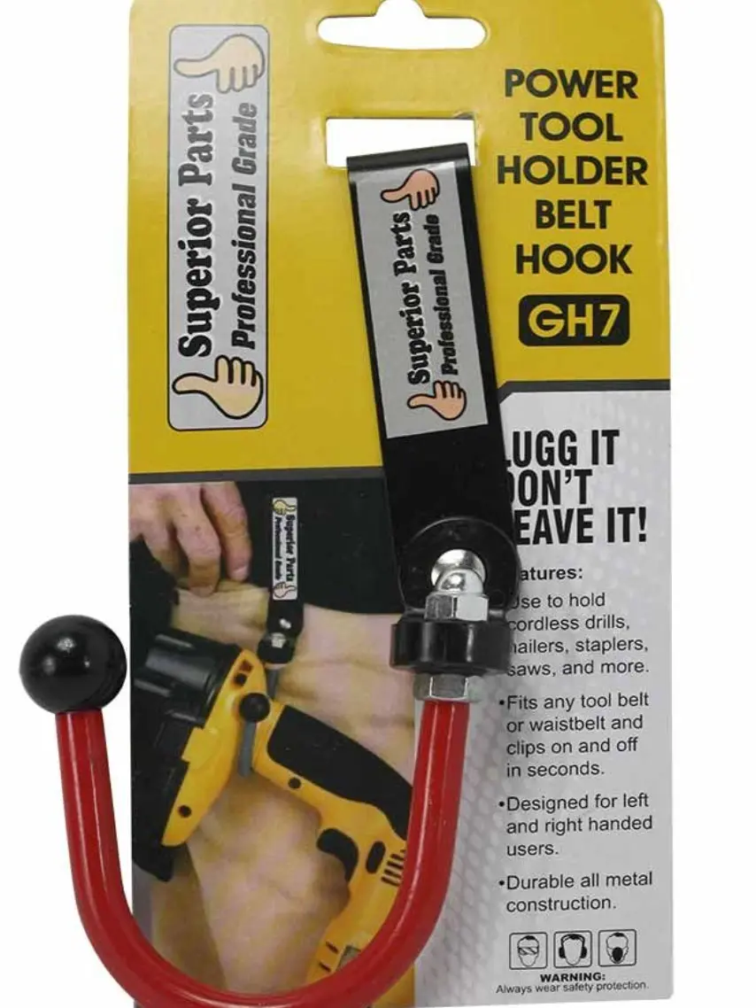 Superior Parts GH7 Hook Drill/Power Tool Holder with Metal Clip Belt