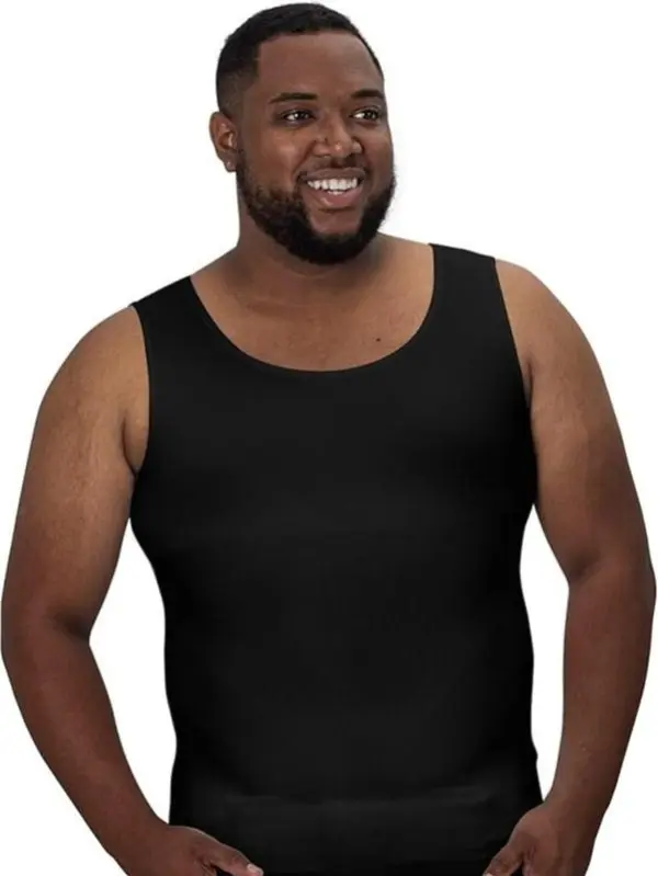 QORE LOGIQ Men's Plain Compression Sleeveless Undershirt - Tagless, Slimming Shaping Top for 6ft+ Tall Guys (Menswear)