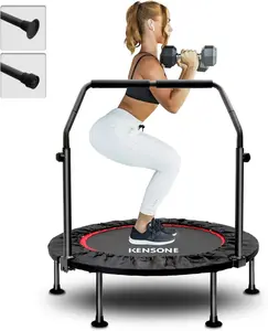KENSONE 40"/48" Foldable Mini Trampoline, Indoor Trampoline for , Adults Indoor/Garden Workout, Fitness Rebounder with Adjustable  Handle, Max Load 330/450 lbs