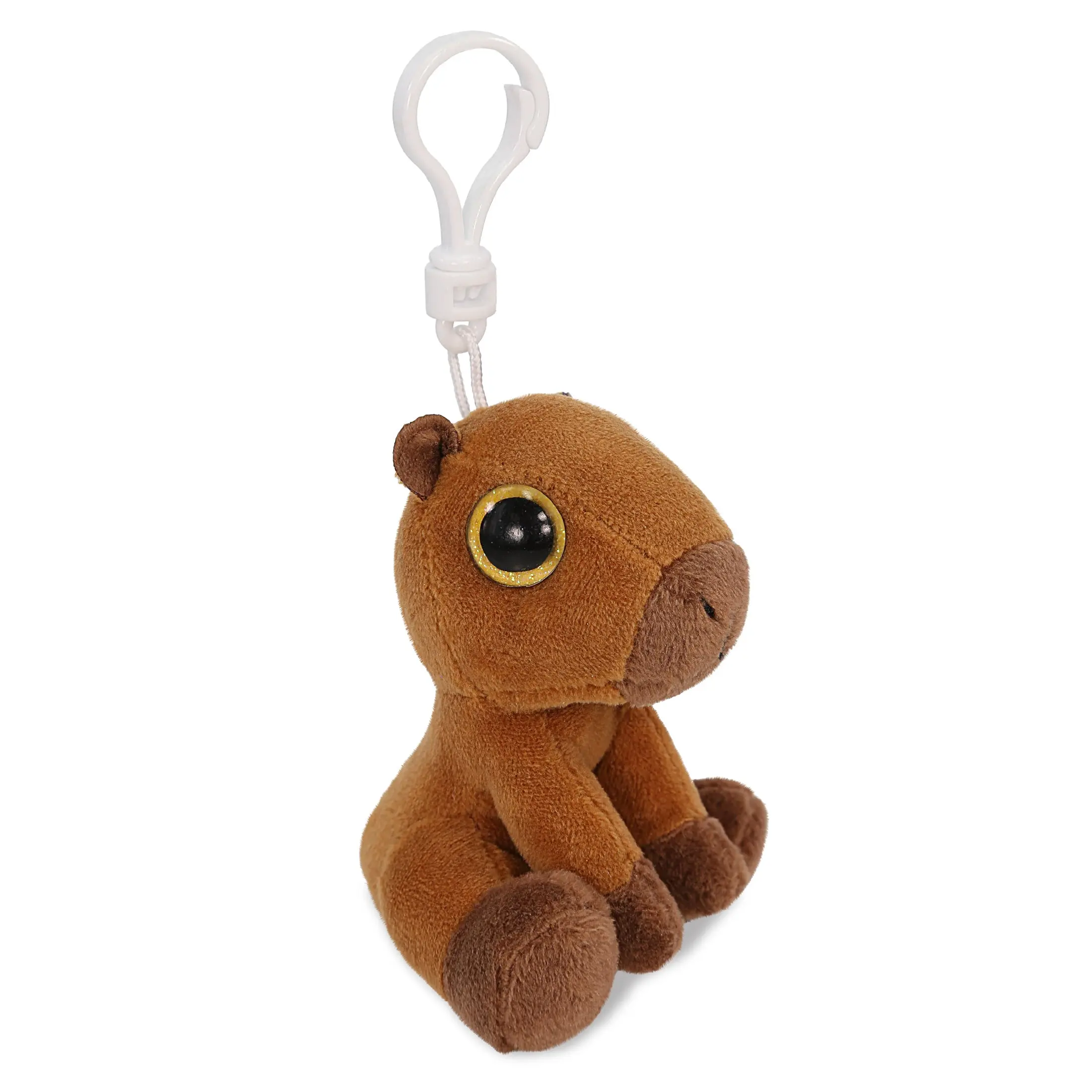 Big Eye Capybara Plush Keychain, 6-Inch Soft Polyester Stuffed Animal Bag Charm with Clip, Cute 3D-Shaped Figure for Kids & Animal Plush Lovers, Synthetic, 3D-Shaped Capybara Figure, 3L, 3Lx2.5wx6h Inches, Soft Plush