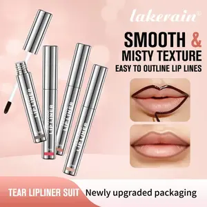 Valentine’s Day gift 4-piece peel-off lip tint set, waterproof nude matte lip gloss, fade-resistant peel-off lip color, easy and precise application with full coverage, 24-hour wear — cosmetics Liner Mini Korean