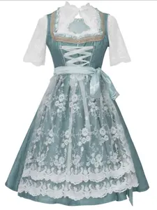 Halloween Party German Beer Festival Clothing Set, Bavarian Women's Fitted Halter Top and Skirt, All Seasons Floral Print Costume