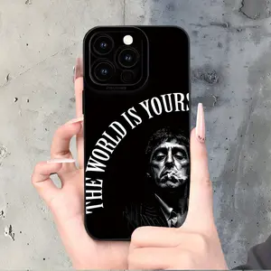 Industrial Style Scarface Element Pattern | Shockproof, Anti-Slip Matte Finish Phone Case for iPhone 17 16 15 14 13 12 11 Pro Max Plus - Soft Black TPU Cover with UV Print, Comfortable Grip, Perfect Gift Choice for Independence Day & Special Prom