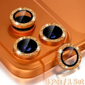 Camera Lens Protector Set for iPhone 17 Pro & 17 Pro Max, Bling Camera Cover with 9h Tempered Glass Screen Protector & Metal Ring Decoration